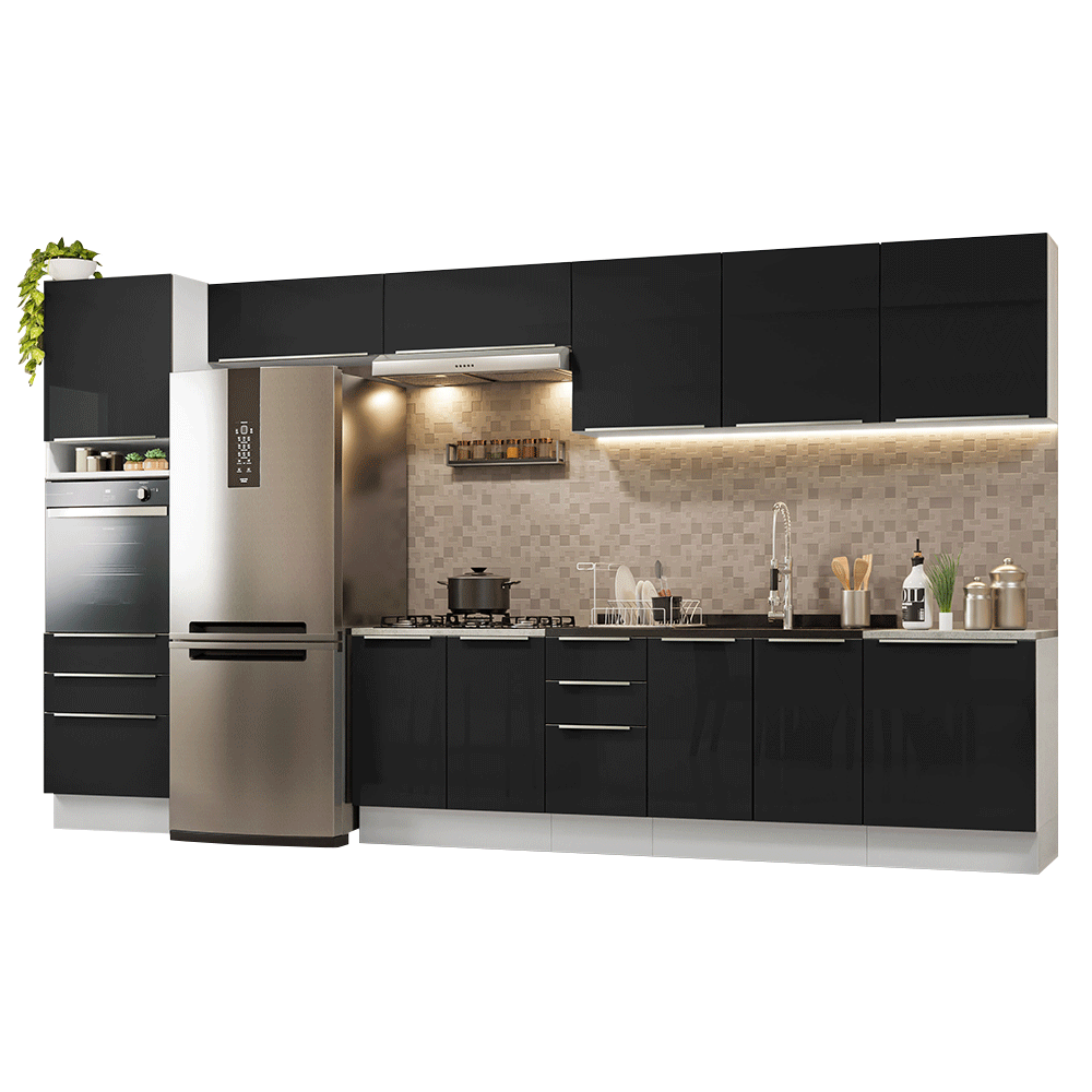 Combo completo de Cocina 400 cm Blanco/Negro Lux Madesa 02