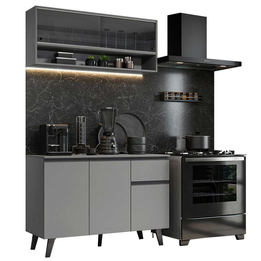 Cocina Compacta 120 cm Gris Nice Madesa 01