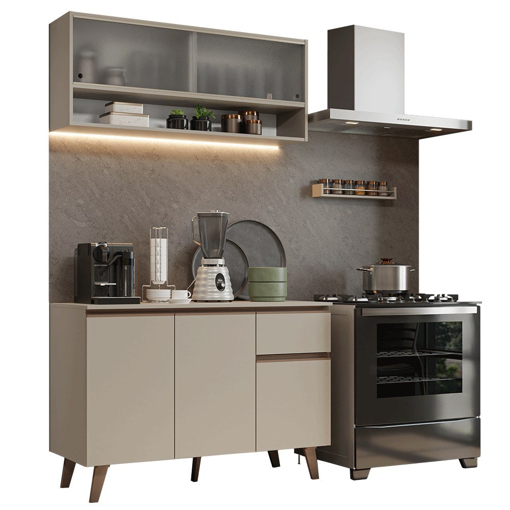 Cocina Compacta 120 cm Sin Patas Nice Crema 02