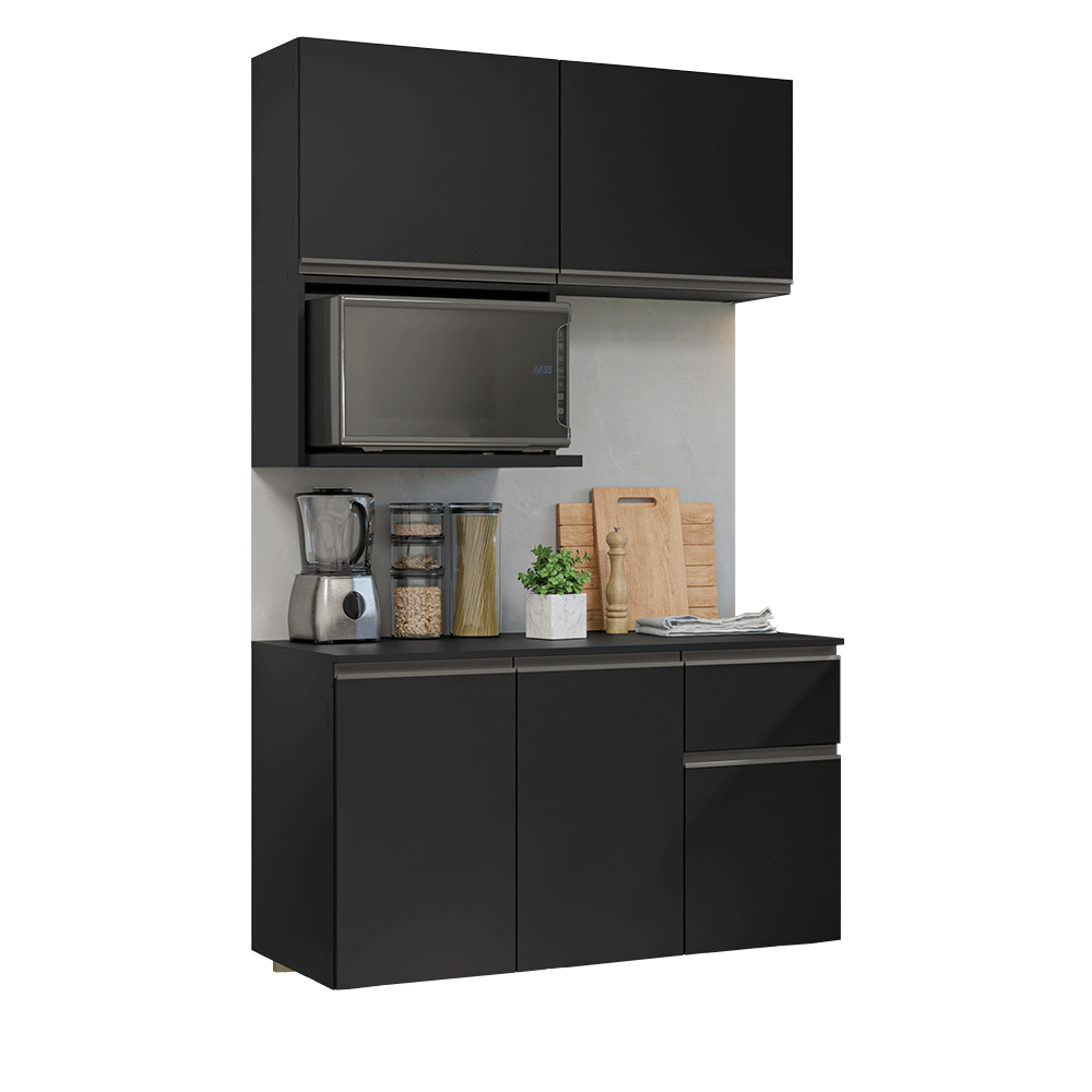 Cocina Compacta 120 cm Flotante Negro Nice Madesa 06