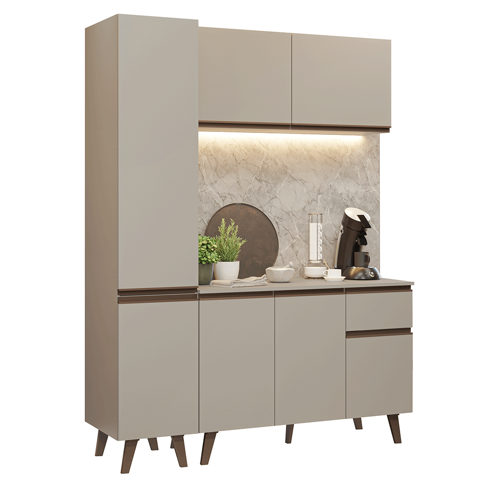 Cocina Compacta 160 cm Con Patas Nice Crema 01