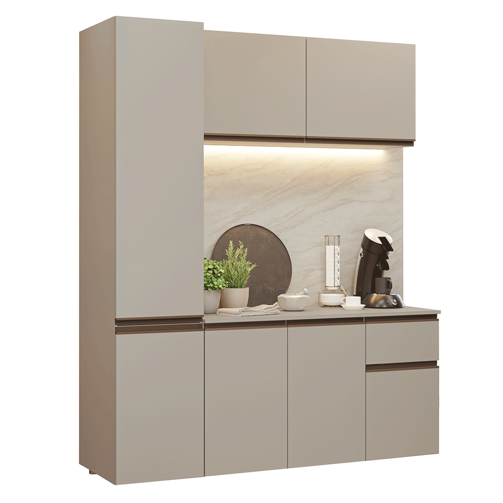 Cocina Compacta 160 cm Sin Patas Nice Crema 02