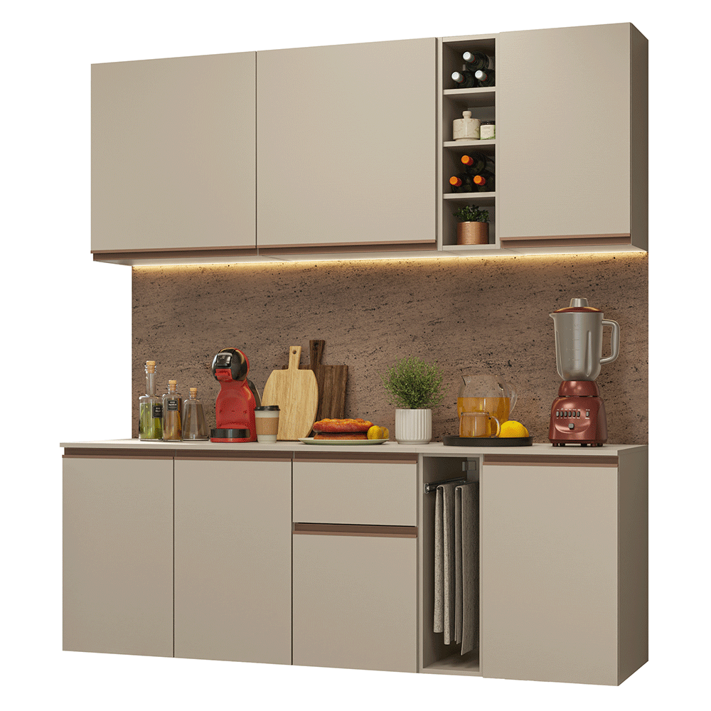 Cocina Compacta 180 cm Flotante Crema Nice Madesa 04