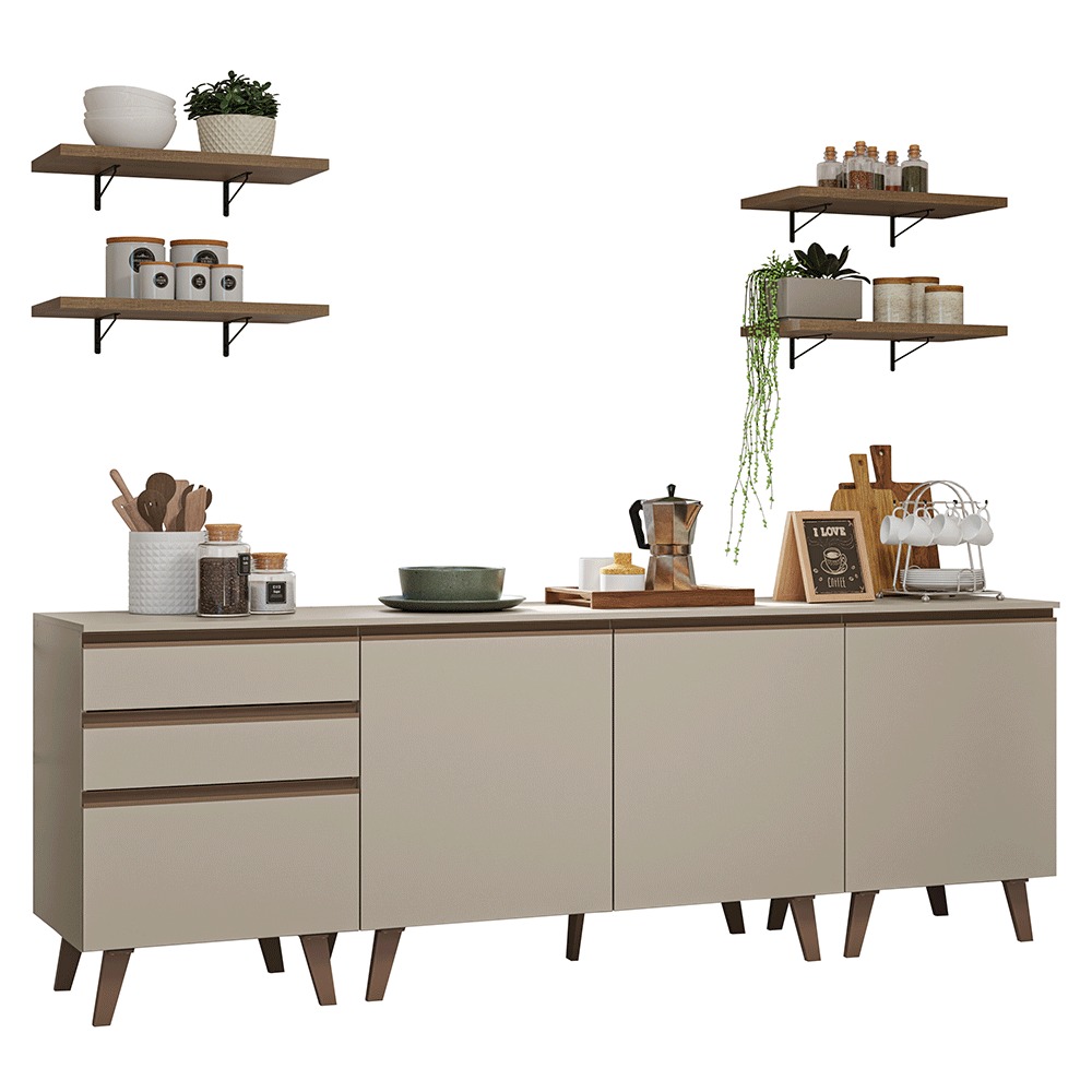 Combo completo de Cocina 240cm Crema Nice 01