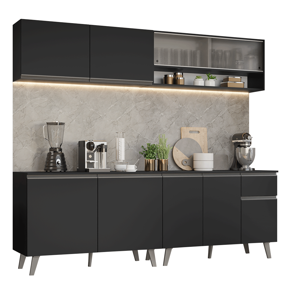 Combo completo de Cocina 260 cm Negro Nice Madesa 02