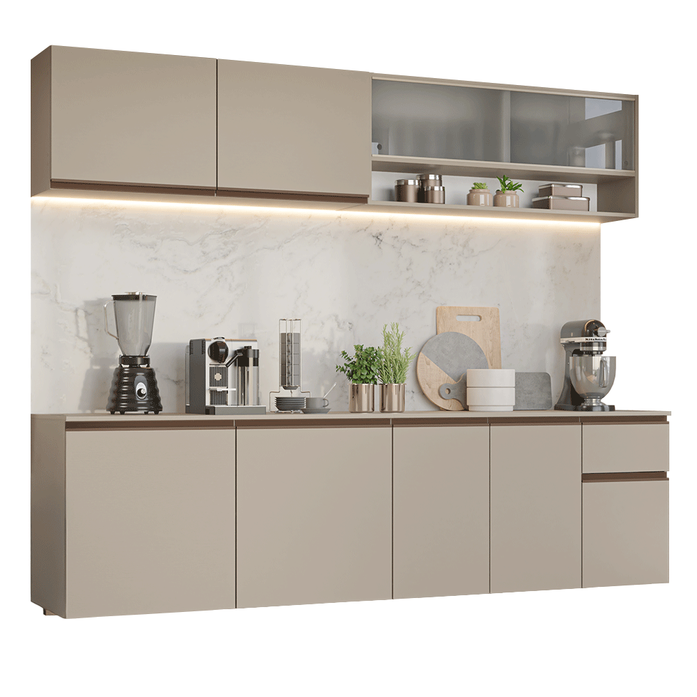 Combo de Cocina 240 cm Sin Patas Nice Crema 04