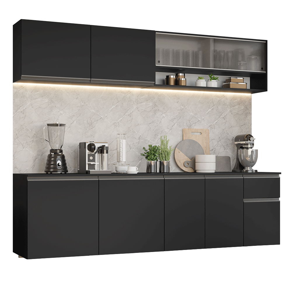 Combo completo de Cocina 260 cm Flotante Negro Nice Madesa 04