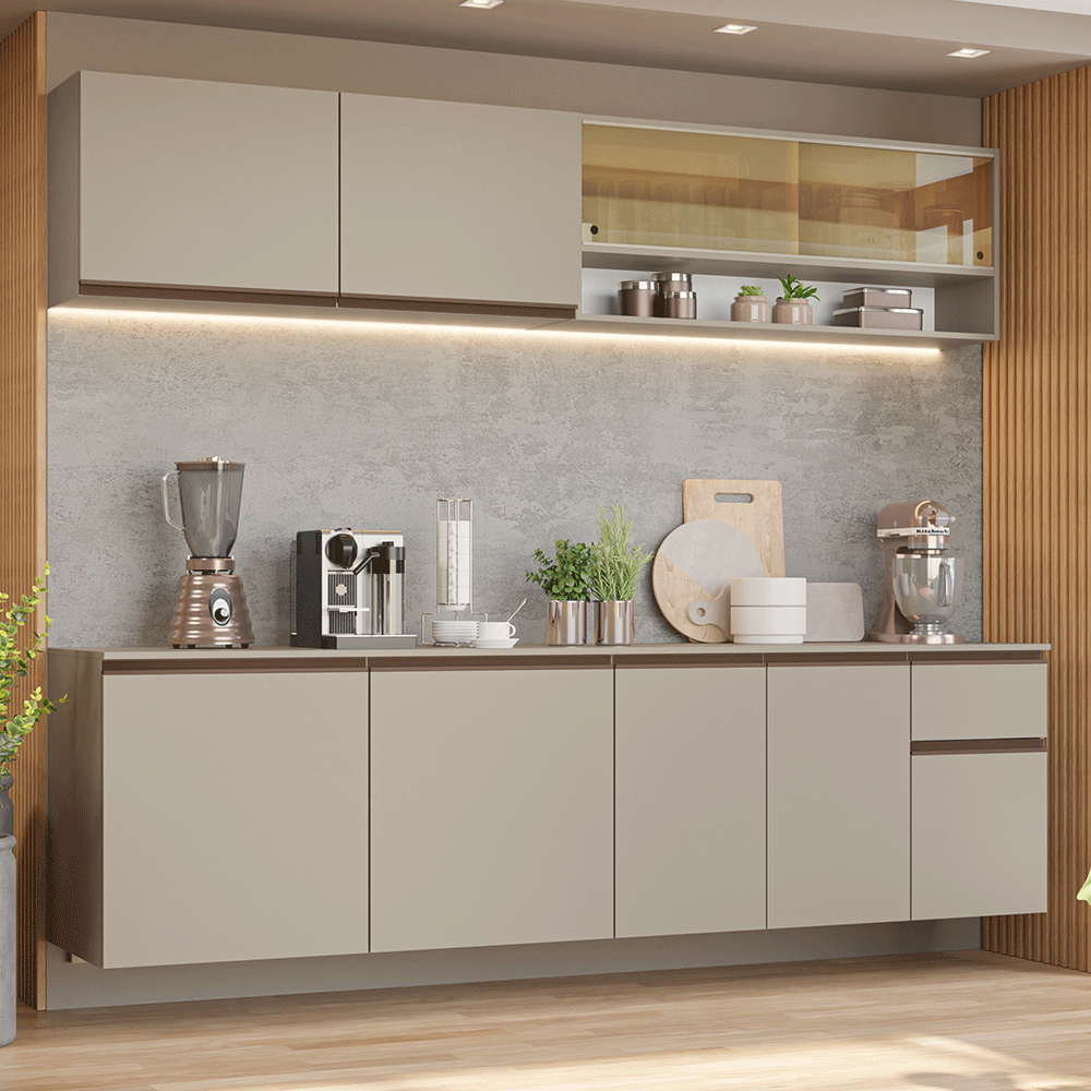 Combo de Cocina 240 cm Sin Patas Nice Crema 05