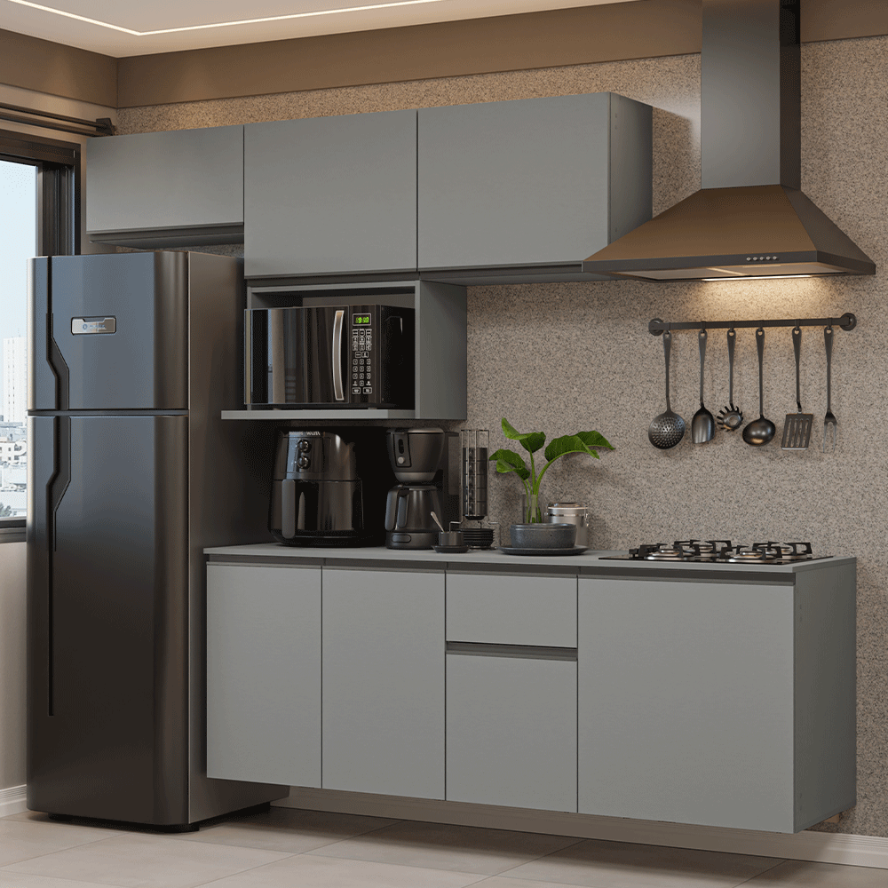 Combo completo de Cocina 240 cm Flotante Gris Nice Madesa 07