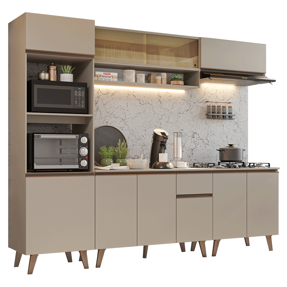Combo de Cocina 260 cm Con Patas Nice Crema 01