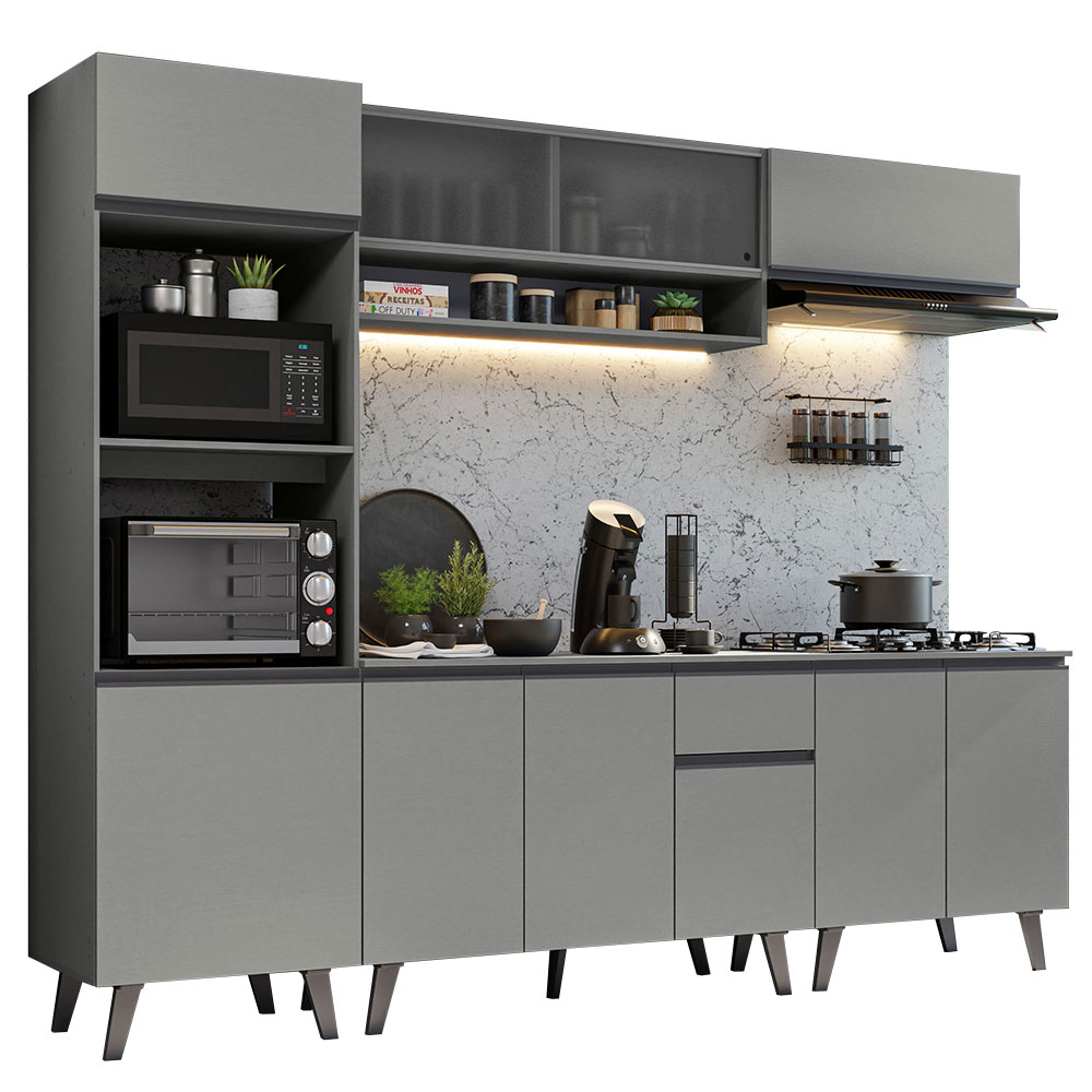 Combo Completo de Cocina 260 cm Gris Nice Madesa 02