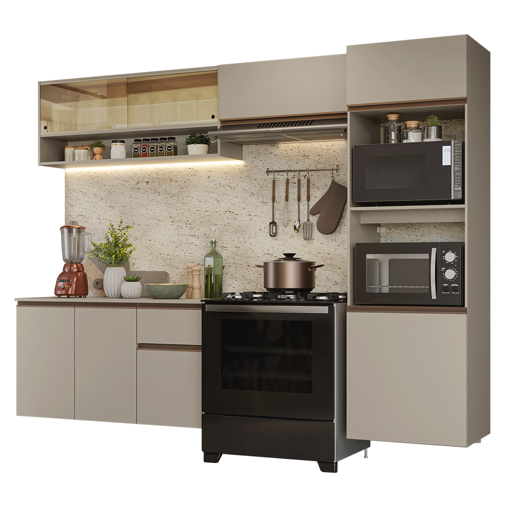Combo de Cocina 260 cm Sin Patas Nice Crema 10