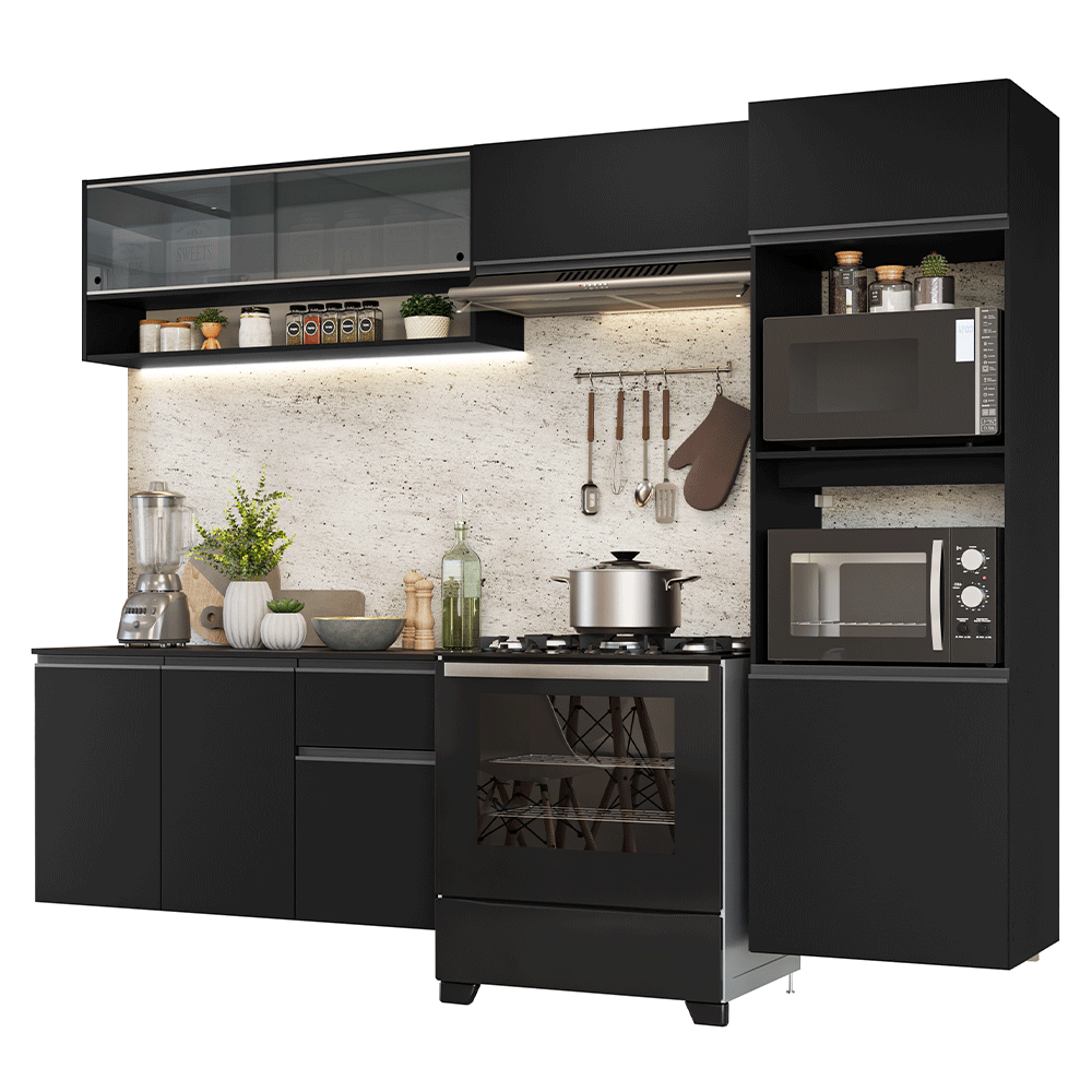Combo Completo de Cocina 260 cm Flotante Negro Nice Madesa 10