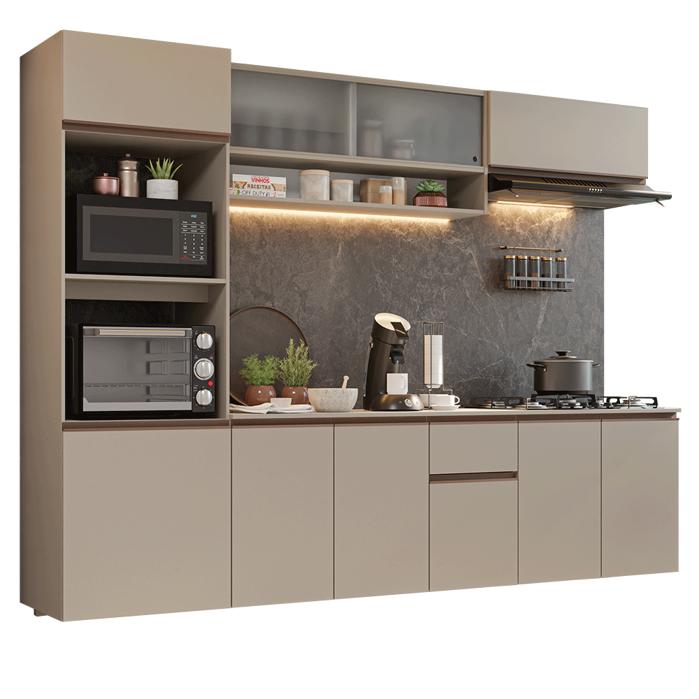 Combo de Cocina 260 cm Sin Patas Nice Crema 15