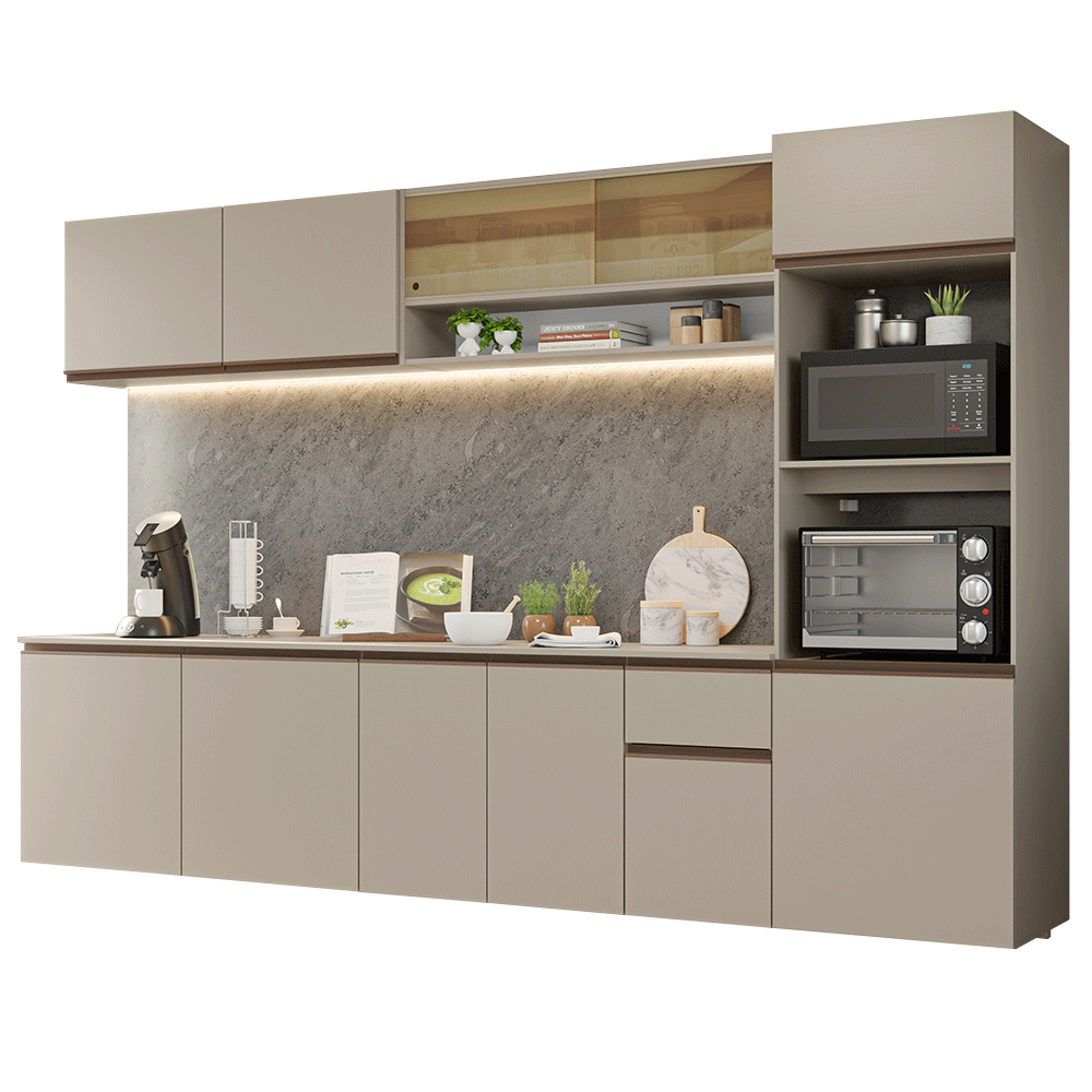 Combo de Cocina 300 cm Sin Patas Nice Crema 03
