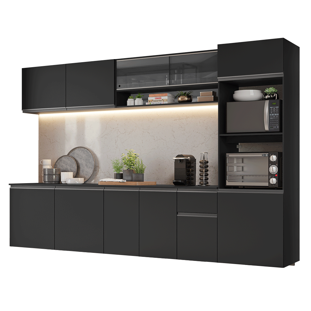 Combo completo de Cocina 300 cm Flotante Negro Nice Madesa 03