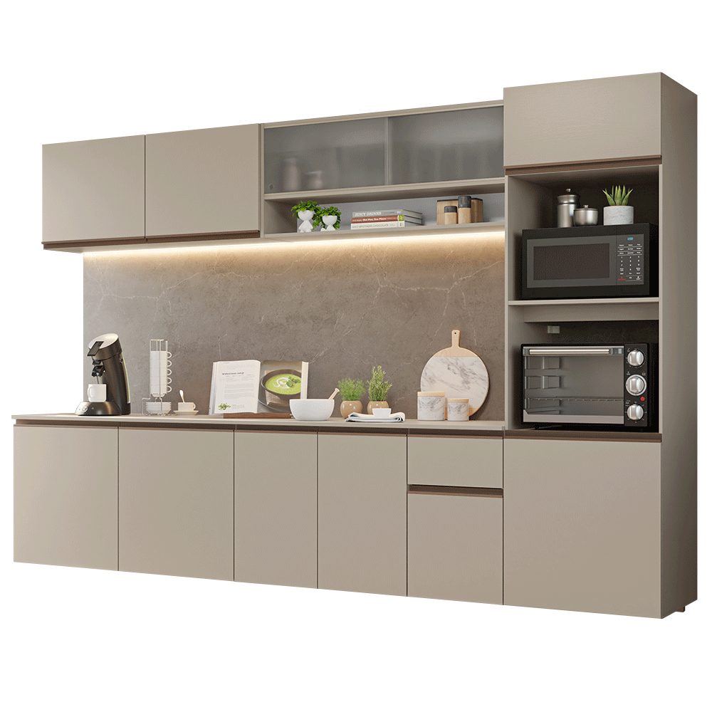 Combo de Cocina 300 cm Sin Patas Nice Crema 04