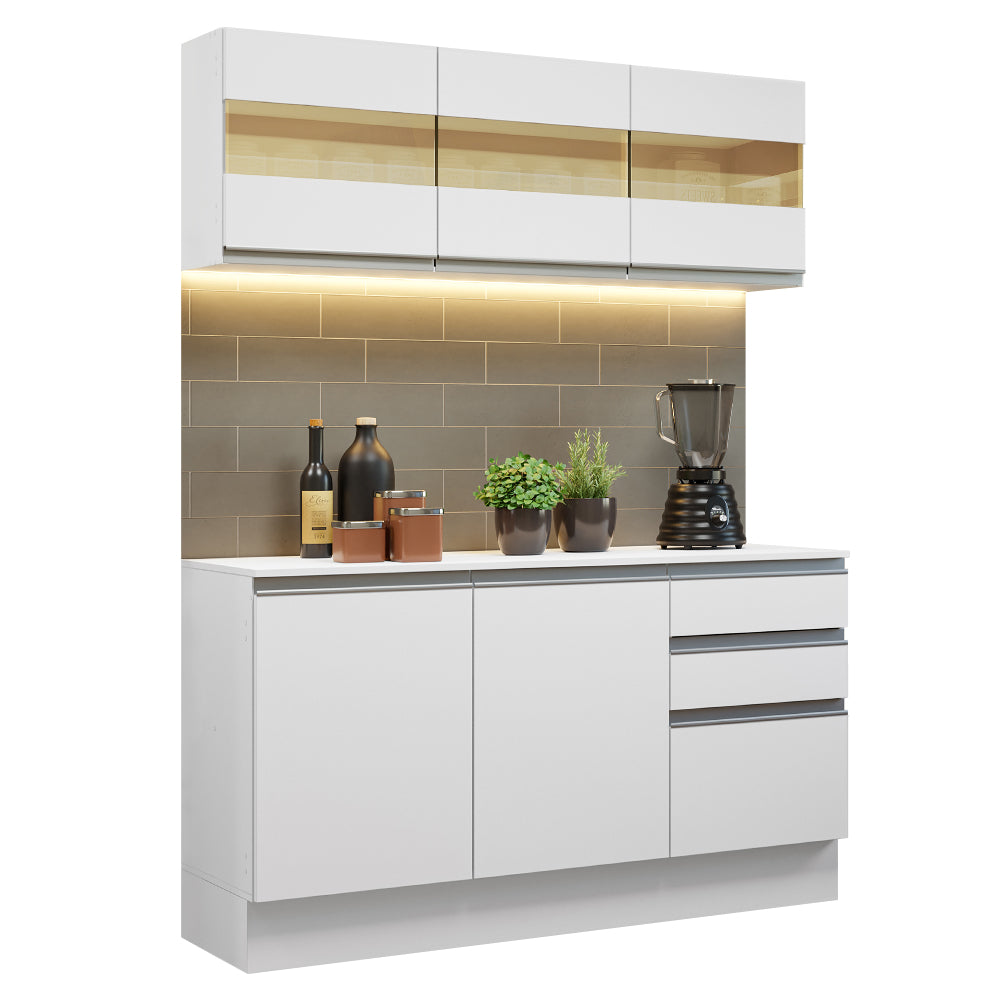 Cocina Compacta 100% MDF 120 cm Blanco Smart Madesa 01