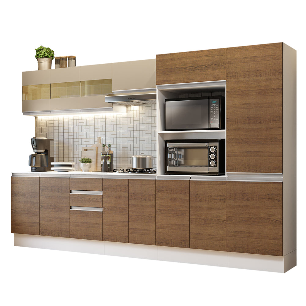 Combo Completo de Cocina 100% MDF 300 cm Blanco/Marrón/Crema Smart Madesa 02