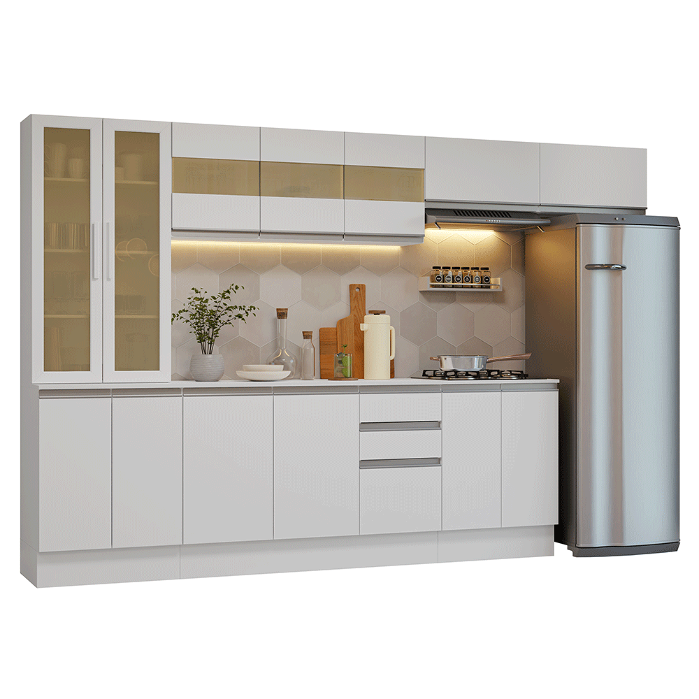 Combo Completo de Cocina 100% MDF 300 cm Blanco Smart Madesa 04