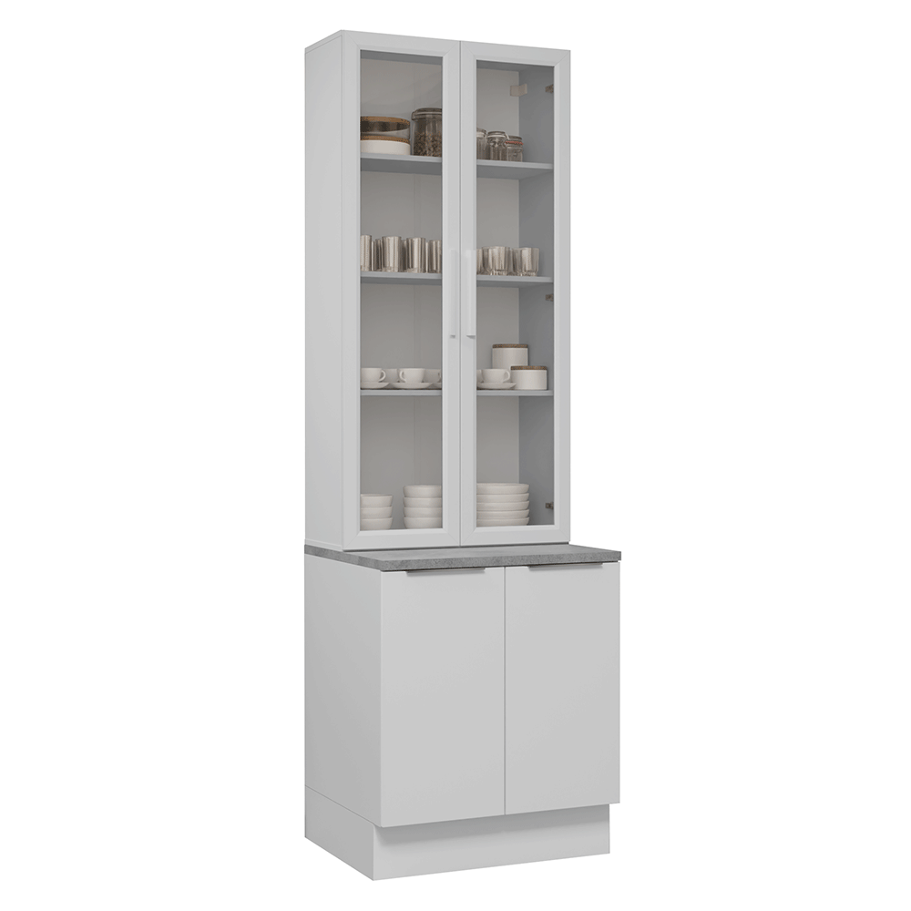 Kit Bajo Mesada + Cristalero 70cm Blanco Stella Madesa 02