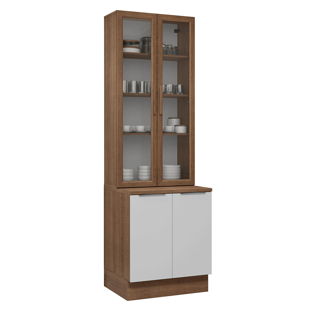 Kit Bajo Mesada + Cristalero 70cm Marrón/Blanco Stella Madesa 02