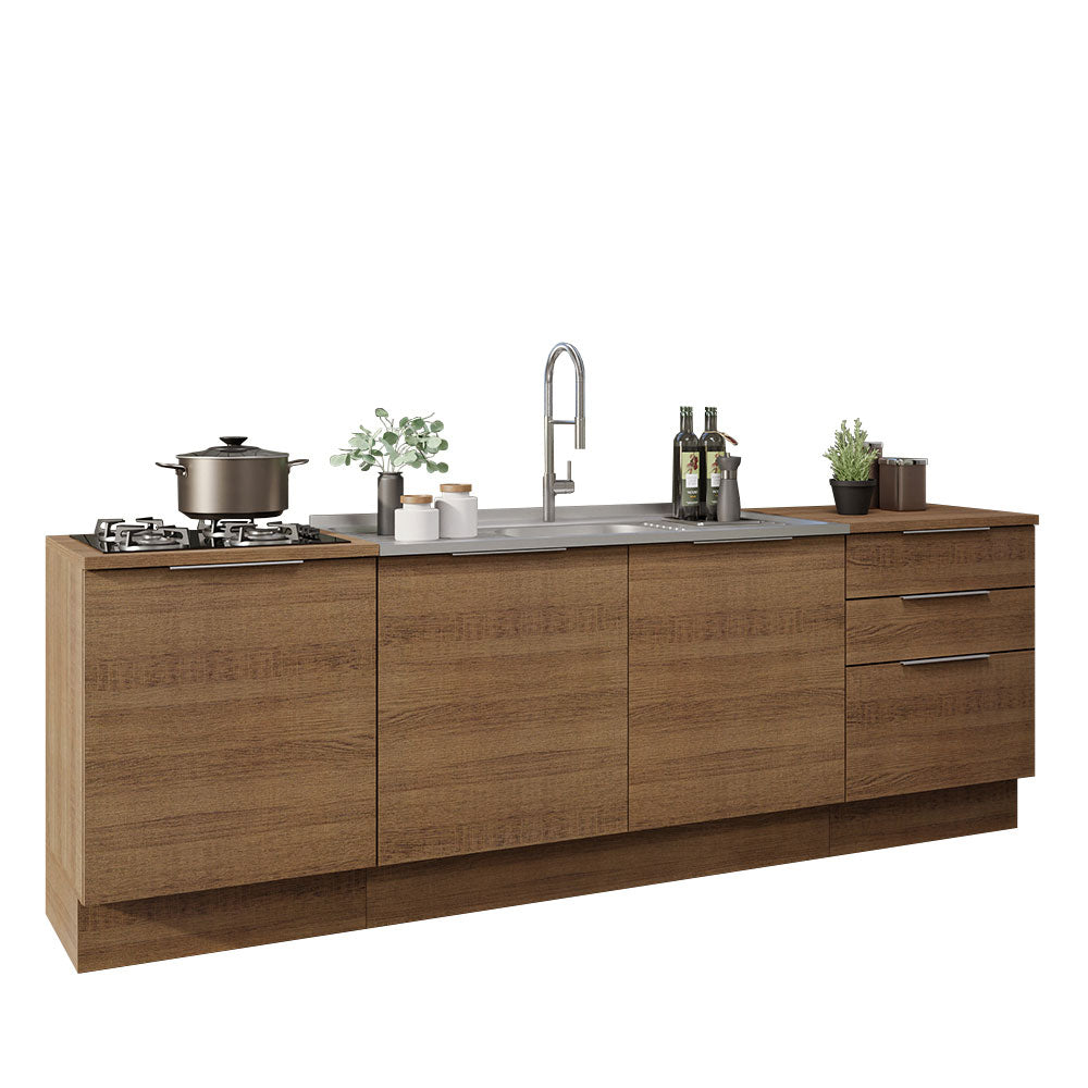 Cocina Compacta 240 cm Marrón Stella Madesa 01