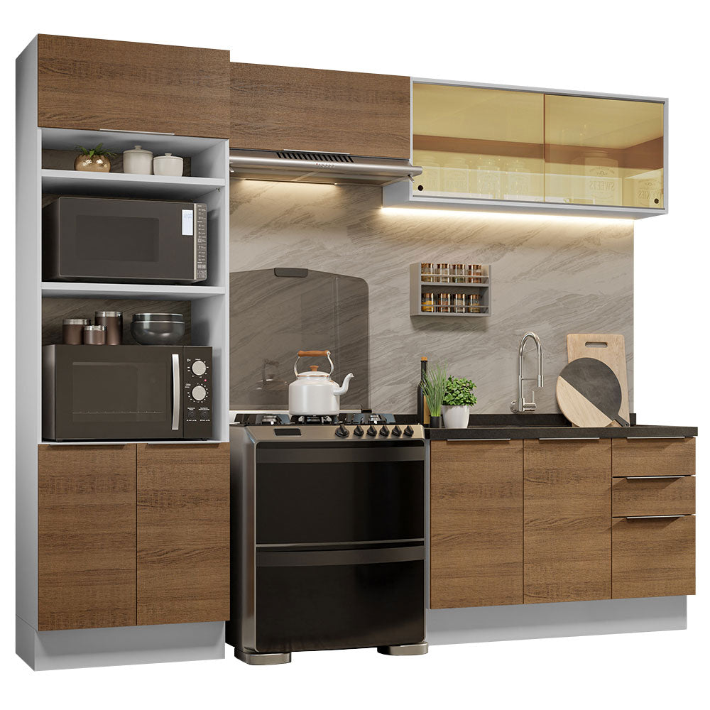 Combo completo de Cocina 270cm Blanco/Marrón Stella Madesa 06
