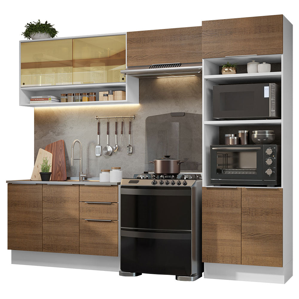 Combo Completo de Cocina 270 cm Blanco/Marrón Stella Madesa 07