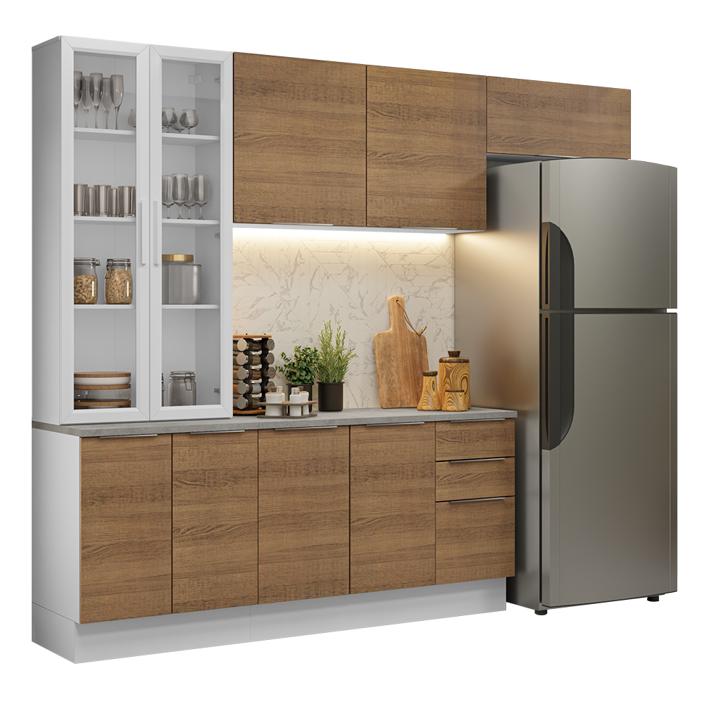 Combo completo de Cocina con Cristalero 270 cm Madesa Stella BM 01