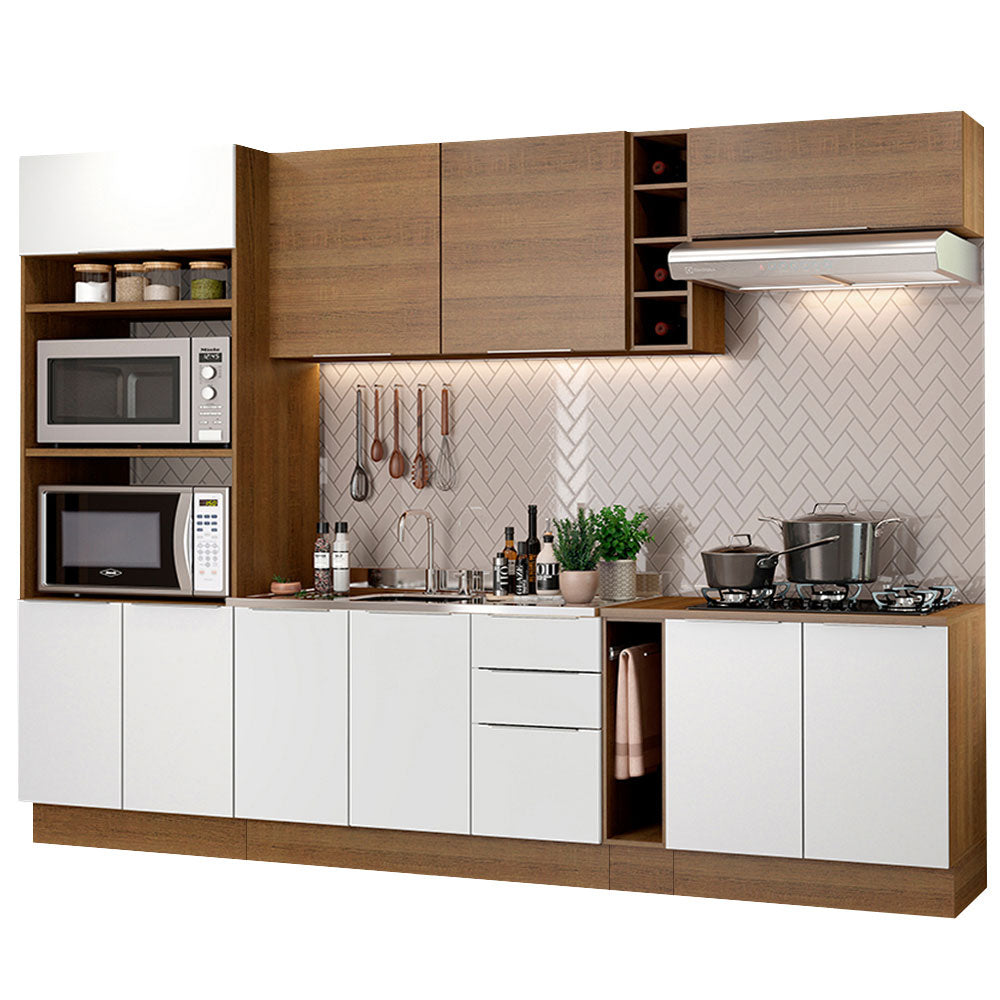 Combo completo de Cocina 290cm Marrón/Blanco/Marrón Stella Madesa 01