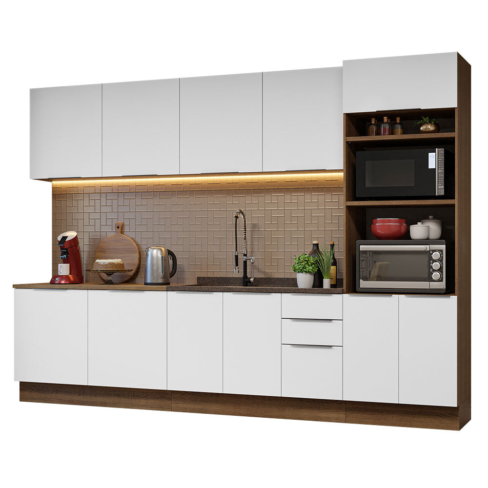Combo Completo de Cocina 310 cm Marrón/Blanco Stella Madesa 01