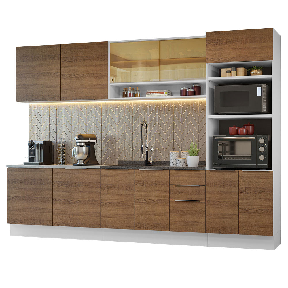 Combo Completo de Cocina 310 cm Blanco/Marrón Stella Madesa 02