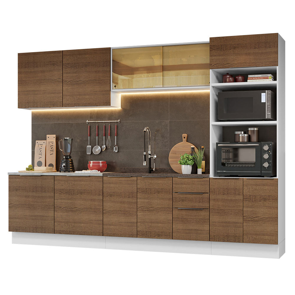 Combo Completo de Cocina 310 cm Blanco/Marrón Stella Madesa 03