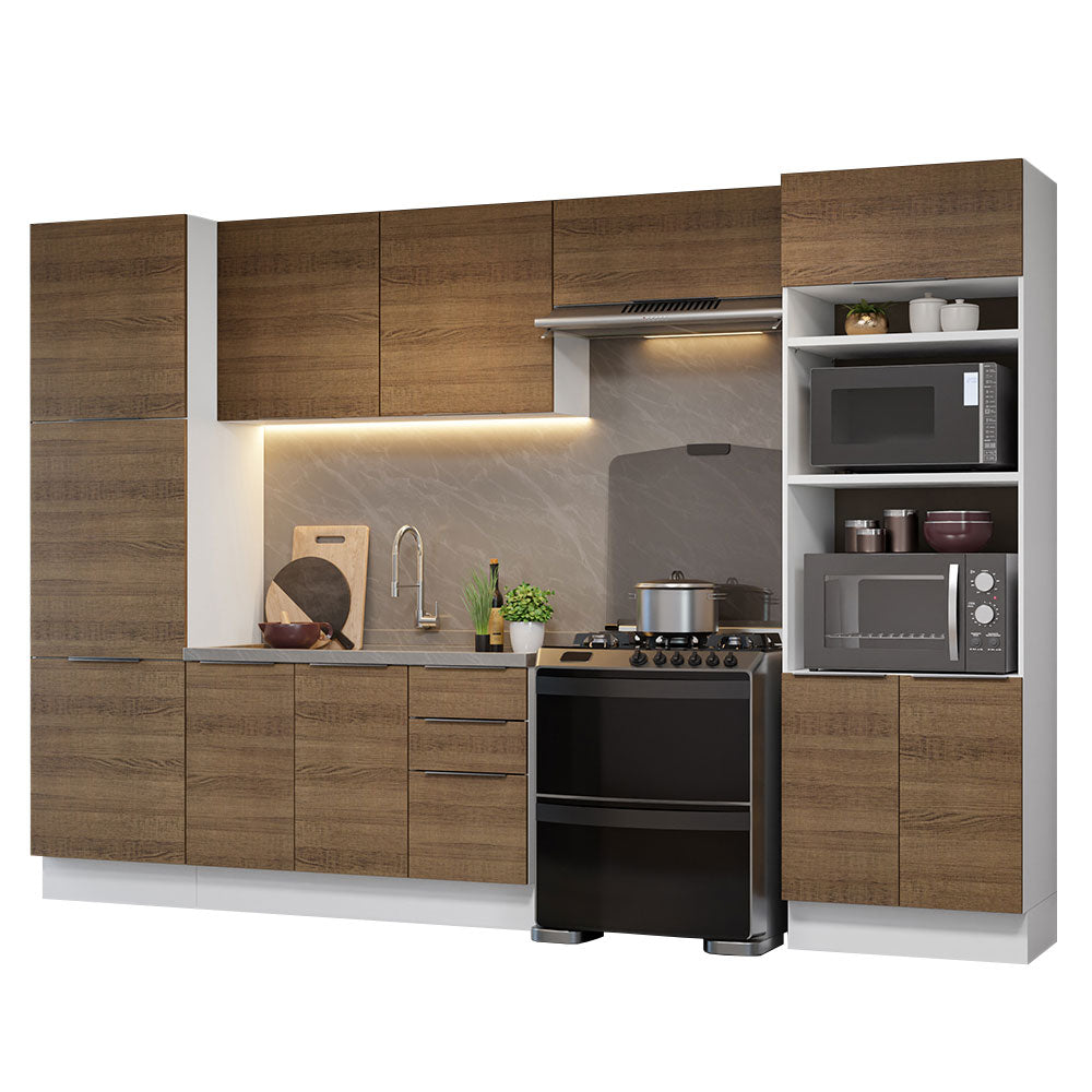 Combo Completo de Cocina 330 cm Blanco/Marrón Stella Madesa 02