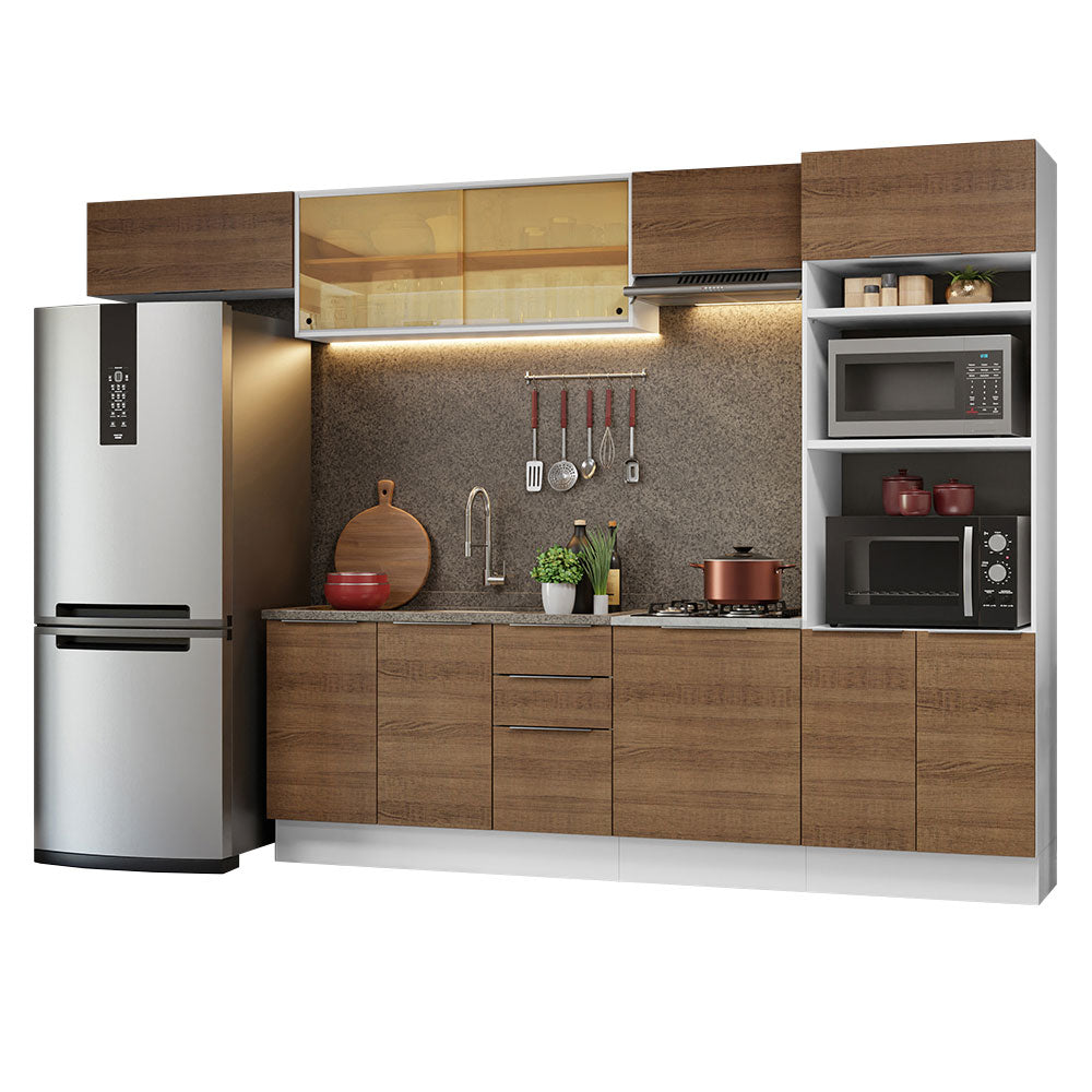 Combo Completo de Cocina 330 cm Blanco/Marrón Stella Madesa 04