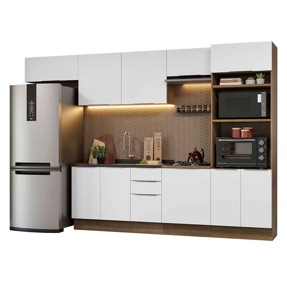 Combo Completo de Cocina 330 cm Marrón/Blanco Stella Madesa 05