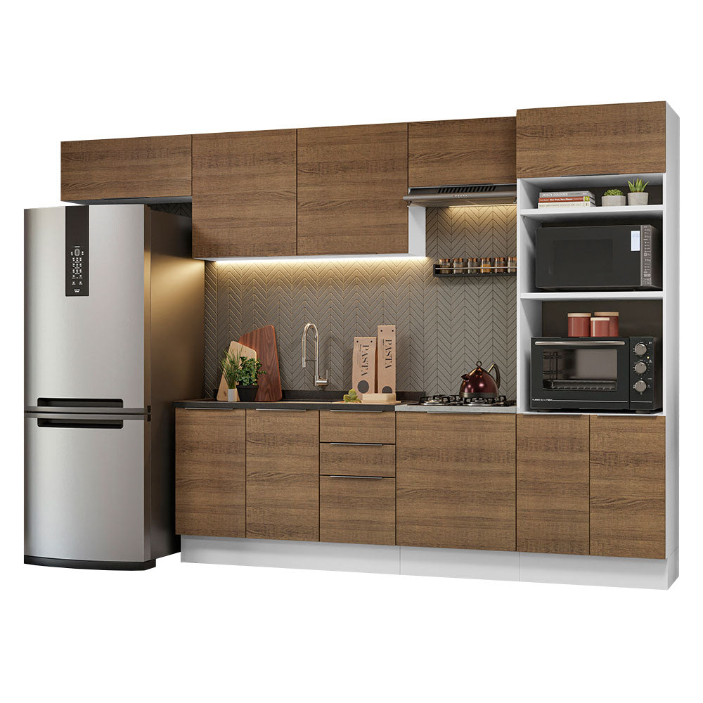 Combo Completo de Cocina 330 cm Blanco/Marrón Stella Madesa 05