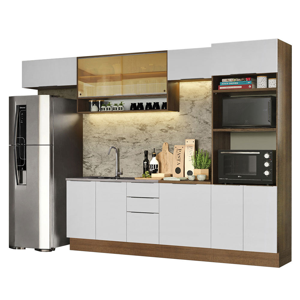 Combo Completo de Cocina 330 cm Marrón/Blanco Stella Madesa 06