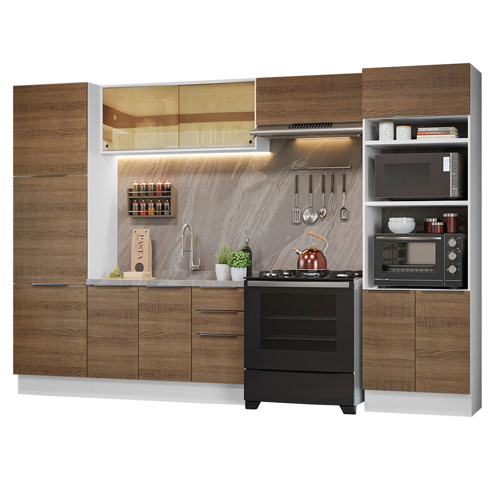 Combo Completo de Cocina 330 cm Blanco/Marrón Stella Madesa 07