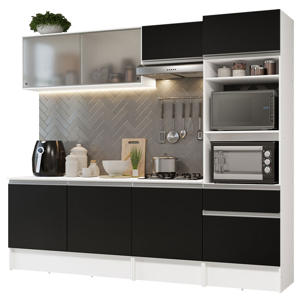 Combo Completo de Cocina 240 cm Blanco/Negro Topazio Madesa 05