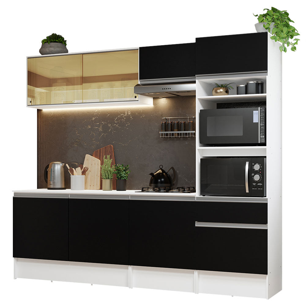 Combo Completo de Cocina 240 cm Blanco/Negro Diamante Madesa 06