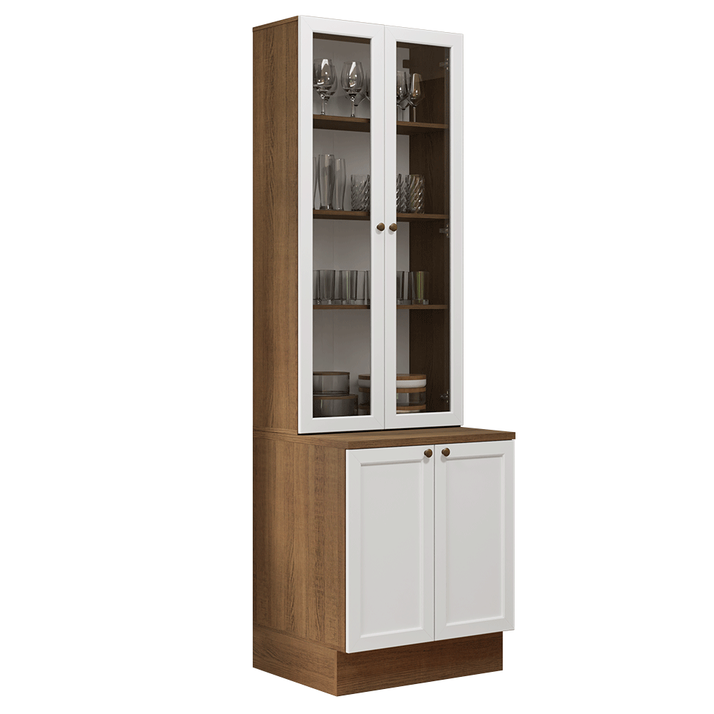 Kit Bajo Mesada + Cristalero 70 cm Vik Marrón/Blanco 01