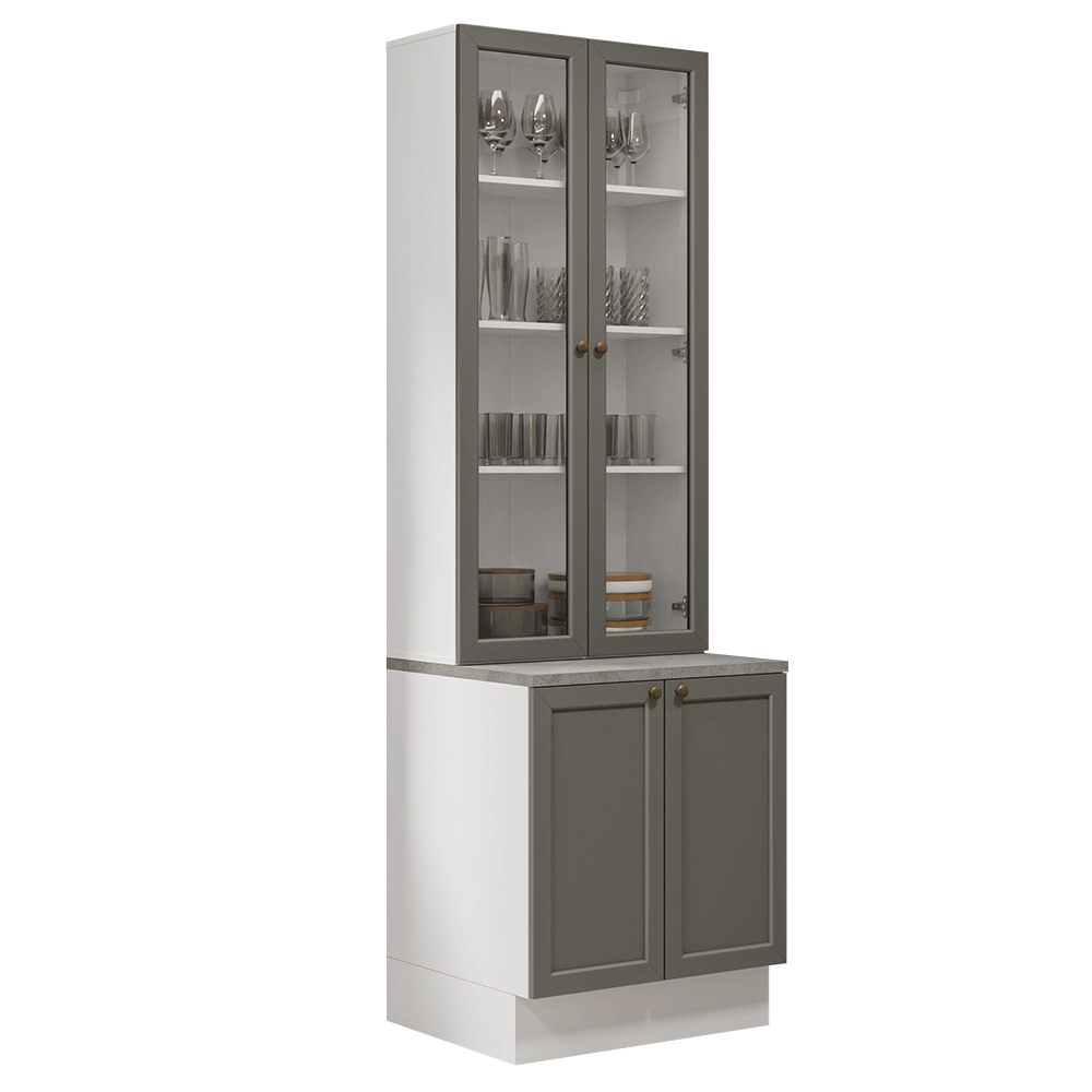 Kit Bajo Mesada + Cristalero 70 cm Vik Blanco/Gris 01