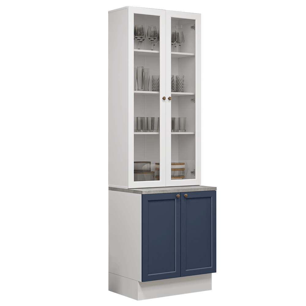 Kit Bajo Mesada + Cristalero 70 cm Vik Blanco/Azul/Blanco 02