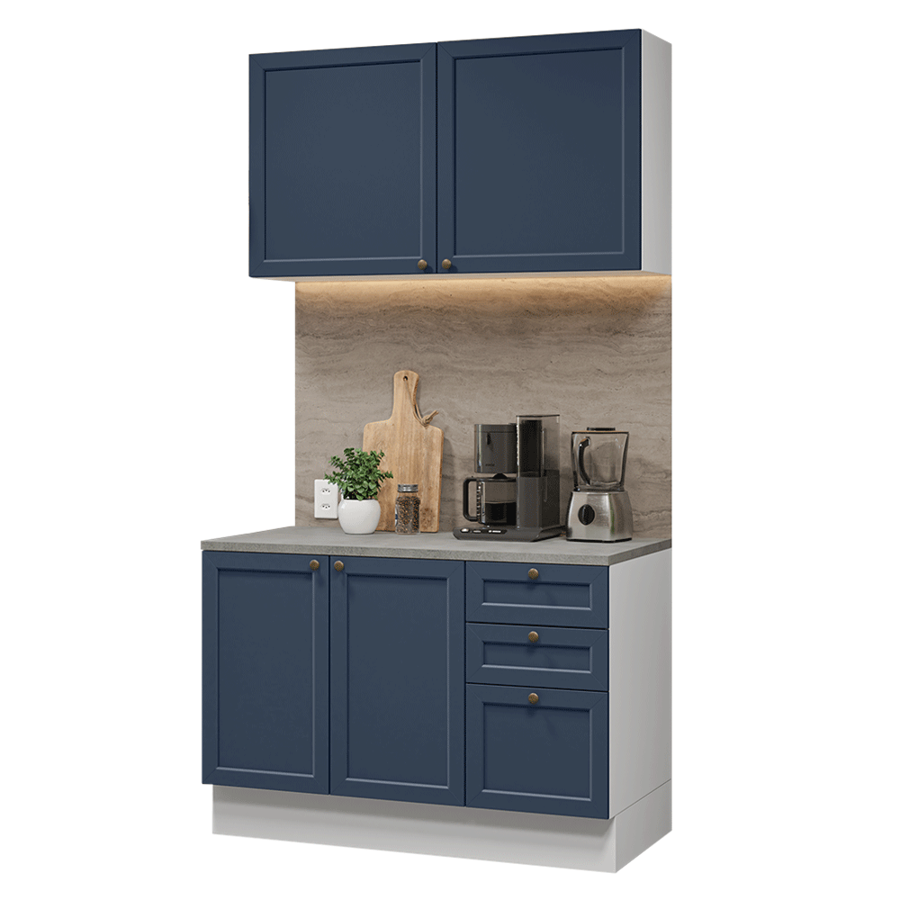 Cocina Compacta 120 cm Vik Blanco/Azul 01