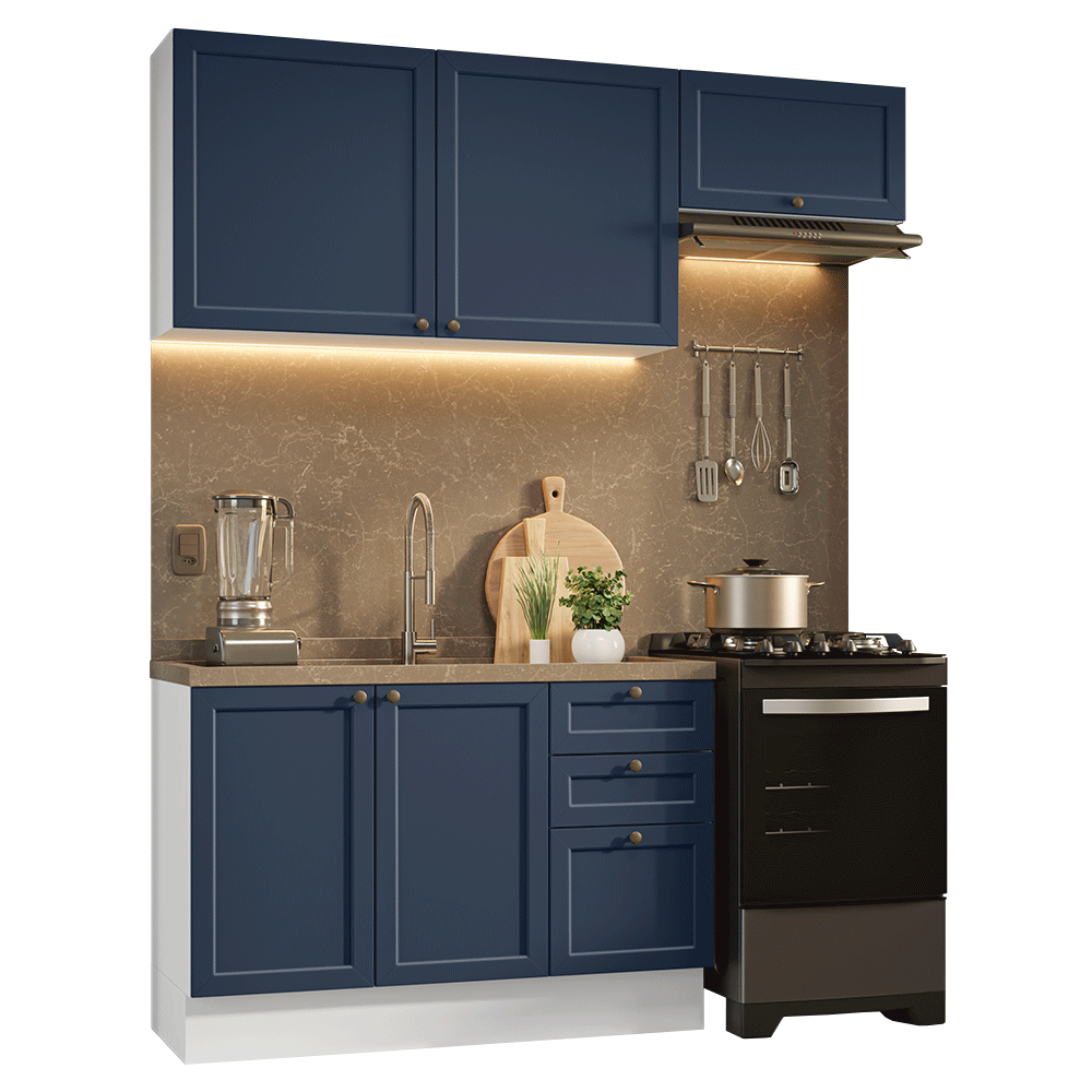 Cocina Compacta 180 cm Vik Blanco/Azul 02