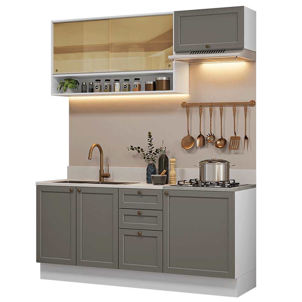 Cocina Compacta 180 cm Vik Blanco/Gris 05