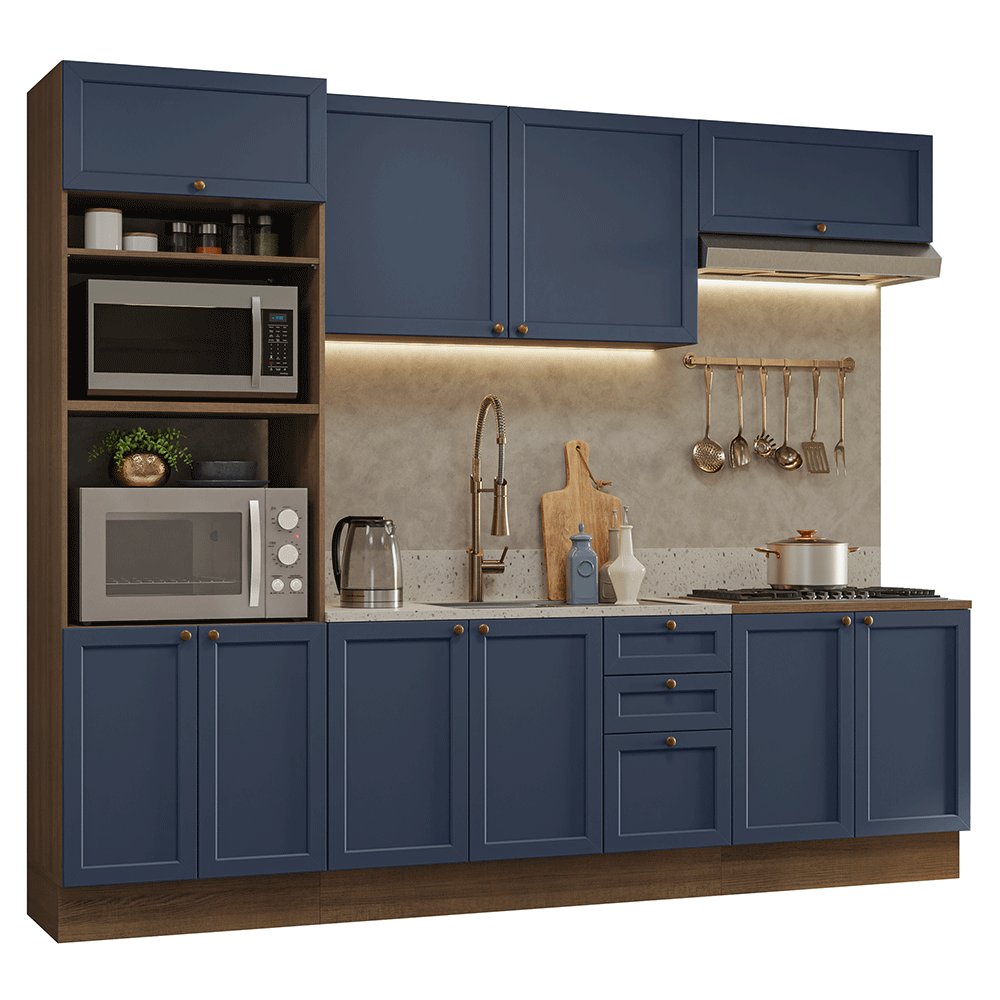 Combo de Cocina 270 cm Vik Marrón/Azul 01