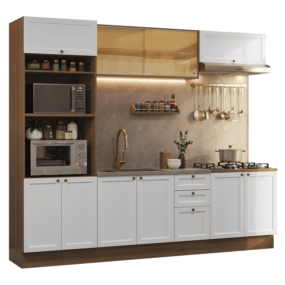 Combo de Cocina 270 cm Vik Marrón/Blanco 02